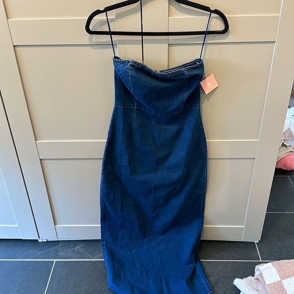 Blue denim midi bodycon dress - Picture 1 of 1
